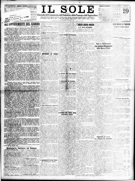 Il sole : giornale commerciale, agricolo, industriale... : organo ufficiale della Camera di commercio e industria di Milano ...