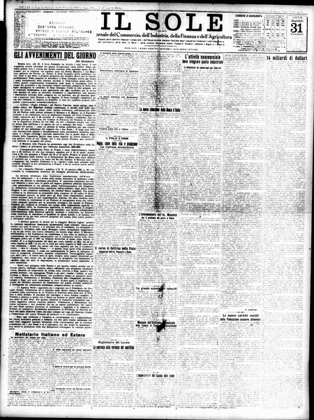 Il sole : giornale commerciale, agricolo, industriale... : organo ufficiale della Camera di commercio e industria di Milano ...