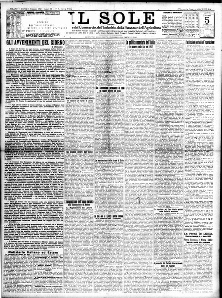 Il sole : giornale commerciale, agricolo, industriale... : organo ufficiale della Camera di commercio e industria di Milano ...