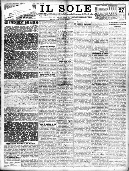 Il sole : giornale commerciale, agricolo, industriale... : organo ufficiale della Camera di commercio e industria di Milano ...