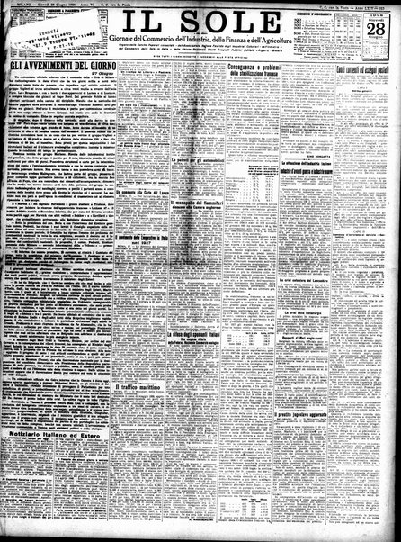 Il sole : giornale commerciale, agricolo, industriale... : organo ufficiale della Camera di commercio e industria di Milano ...