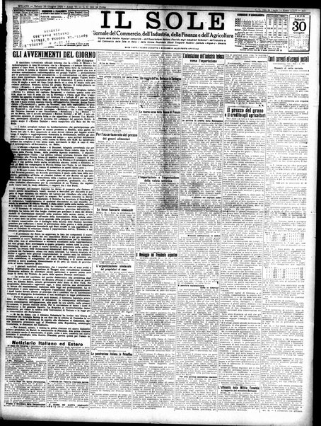 Il sole : giornale commerciale, agricolo, industriale... : organo ufficiale della Camera di commercio e industria di Milano ...