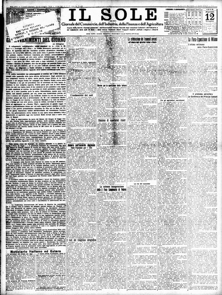 Il sole : giornale commerciale, agricolo, industriale... : organo ufficiale della Camera di commercio e industria di Milano ...