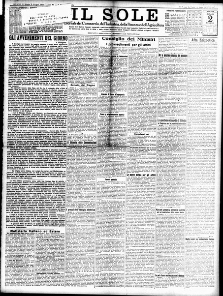 Il sole : giornale commerciale, agricolo, industriale... : organo ufficiale della Camera di commercio e industria di Milano ...