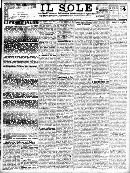 Il sole : giornale commerciale, agricolo, industriale... : organo ufficiale della Camera di commercio e industria di Milano ...