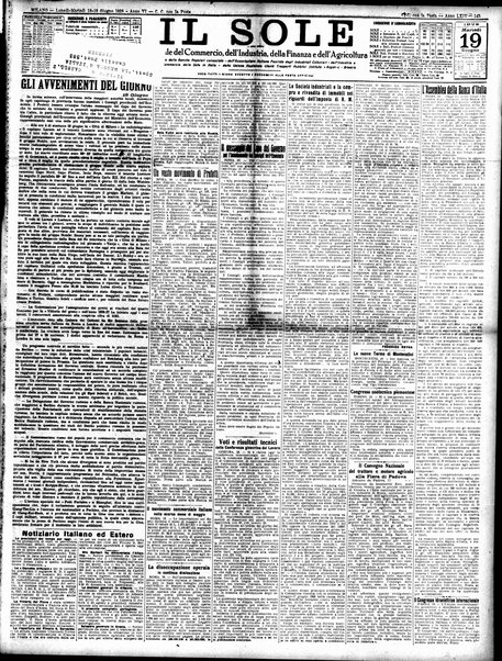 Il sole : giornale commerciale, agricolo, industriale... : organo ufficiale della Camera di commercio e industria di Milano ...