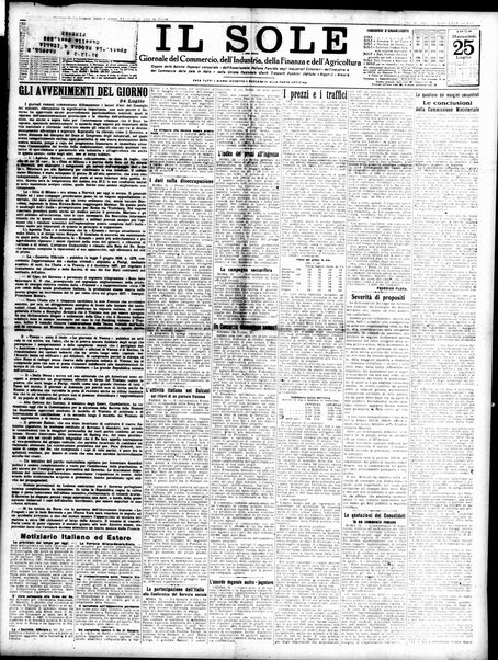 Il sole : giornale commerciale, agricolo, industriale... : organo ufficiale della Camera di commercio e industria di Milano ...