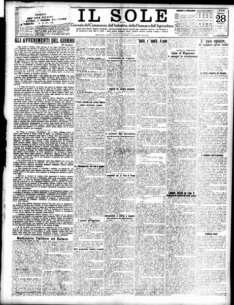 Il sole : giornale commerciale, agricolo, industriale... : organo ufficiale della Camera di commercio e industria di Milano ...