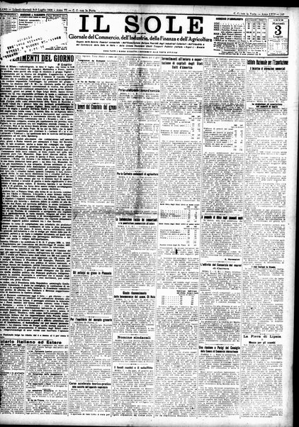 Il sole : giornale commerciale, agricolo, industriale... : organo ufficiale della Camera di commercio e industria di Milano ...