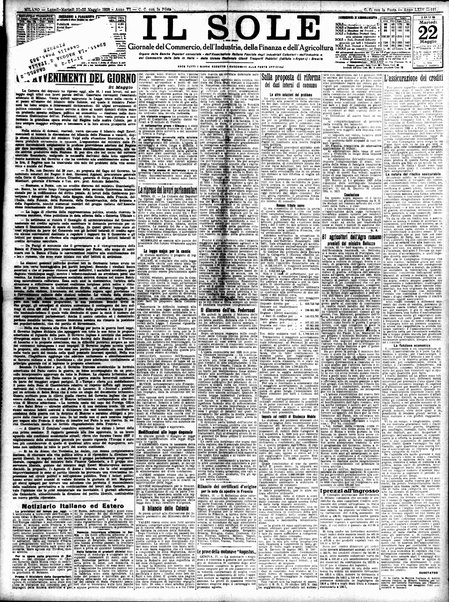 Il sole : giornale commerciale, agricolo, industriale... : organo ufficiale della Camera di commercio e industria di Milano ...
