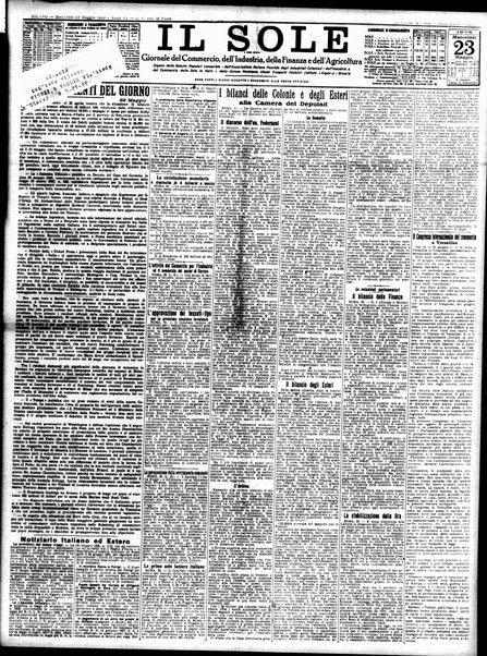 Il sole : giornale commerciale, agricolo, industriale... : organo ufficiale della Camera di commercio e industria di Milano ...