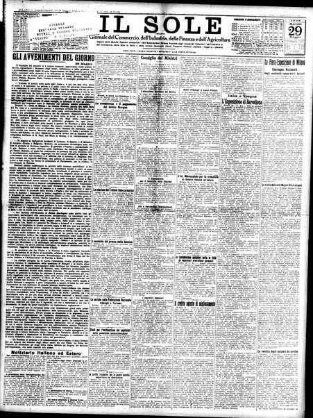 Il sole : giornale commerciale, agricolo, industriale... : organo ufficiale della Camera di commercio e industria di Milano ...