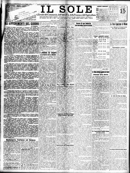Il sole : giornale commerciale, agricolo, industriale... : organo ufficiale della Camera di commercio e industria di Milano ...