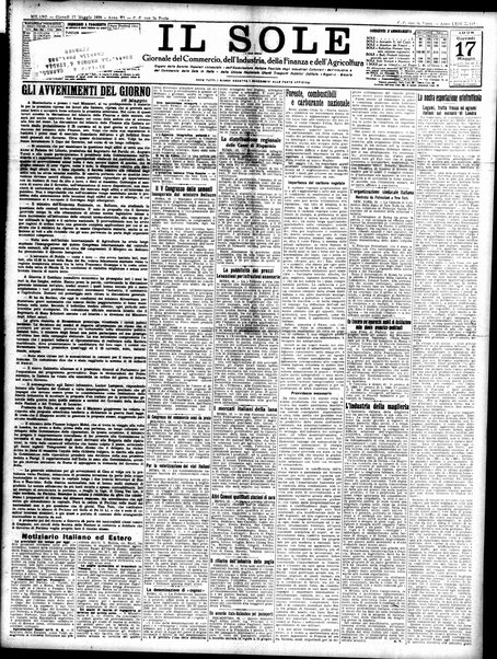 Il sole : giornale commerciale, agricolo, industriale... : organo ufficiale della Camera di commercio e industria di Milano ...