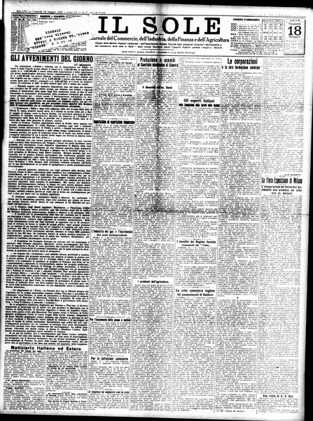 Il sole : giornale commerciale, agricolo, industriale... : organo ufficiale della Camera di commercio e industria di Milano ...