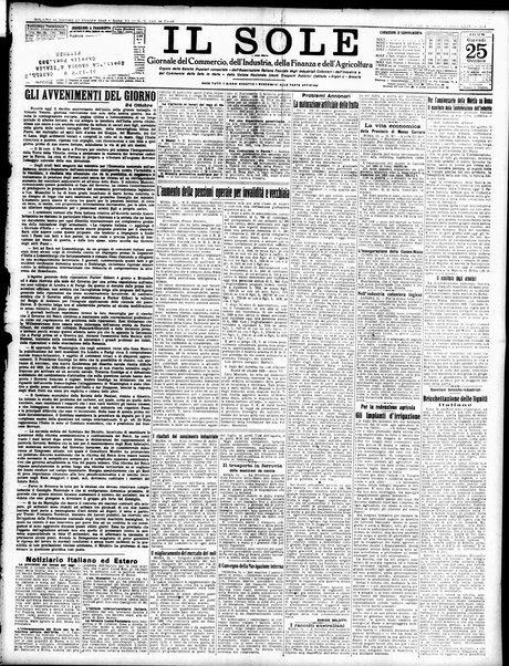 Il sole : giornale commerciale, agricolo, industriale... : organo ufficiale della Camera di commercio e industria di Milano ...