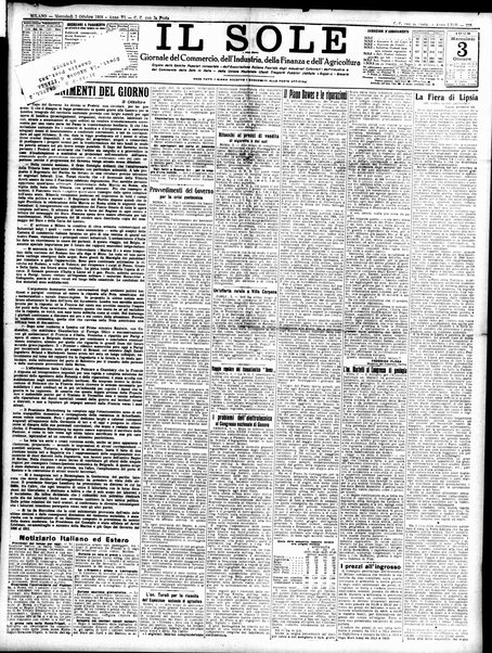 Il sole : giornale commerciale, agricolo, industriale... : organo ufficiale della Camera di commercio e industria di Milano ...