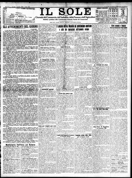 Il sole : giornale commerciale, agricolo, industriale... : organo ufficiale della Camera di commercio e industria di Milano ...