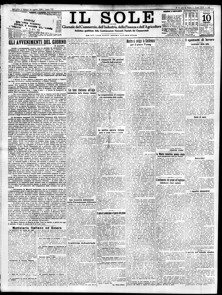 Il sole : giornale commerciale, agricolo, industriale... : organo ufficiale della Camera di commercio e industria di Milano ...