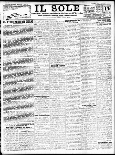 Il sole : giornale commerciale, agricolo, industriale... : organo ufficiale della Camera di commercio e industria di Milano ...