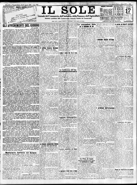 Il sole : giornale commerciale, agricolo, industriale... : organo ufficiale della Camera di commercio e industria di Milano ...