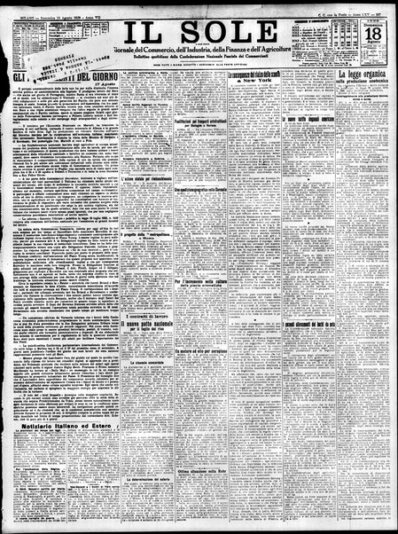 Il sole : giornale commerciale, agricolo, industriale... : organo ufficiale della Camera di commercio e industria di Milano ...