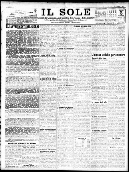Il sole : giornale commerciale, agricolo, industriale... : organo ufficiale della Camera di commercio e industria di Milano ...