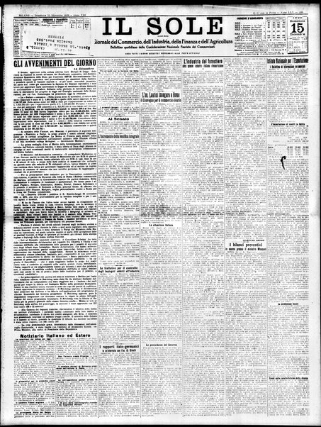 Il sole : giornale commerciale, agricolo, industriale... : organo ufficiale della Camera di commercio e industria di Milano ...