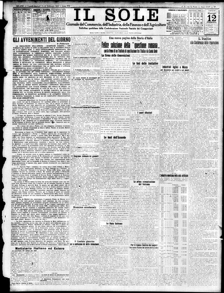 Il sole : giornale commerciale, agricolo, industriale... : organo ufficiale della Camera di commercio e industria di Milano ...