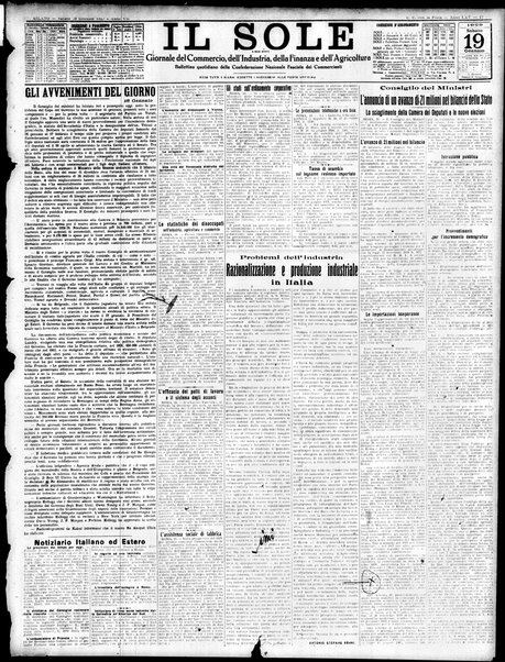 Il sole : giornale commerciale, agricolo, industriale... : organo ufficiale della Camera di commercio e industria di Milano ...
