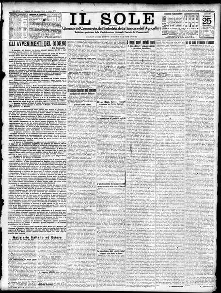 Il sole : giornale commerciale, agricolo, industriale... : organo ufficiale della Camera di commercio e industria di Milano ...