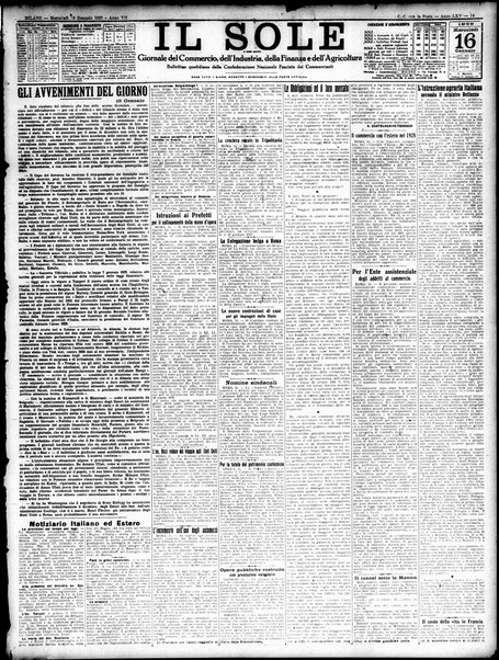 Il sole : giornale commerciale, agricolo, industriale... : organo ufficiale della Camera di commercio e industria di Milano ...