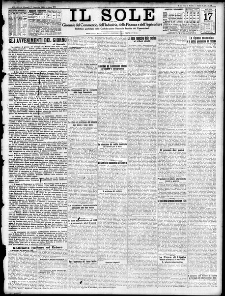 Il sole : giornale commerciale, agricolo, industriale... : organo ufficiale della Camera di commercio e industria di Milano ...