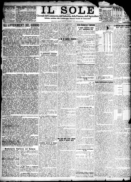 Il sole : giornale commerciale, agricolo, industriale... : organo ufficiale della Camera di commercio e industria di Milano ...