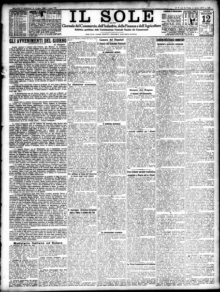 Il sole : giornale commerciale, agricolo, industriale... : organo ufficiale della Camera di commercio e industria di Milano ...