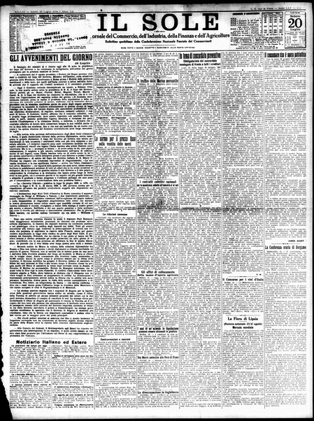 Il sole : giornale commerciale, agricolo, industriale... : organo ufficiale della Camera di commercio e industria di Milano ...