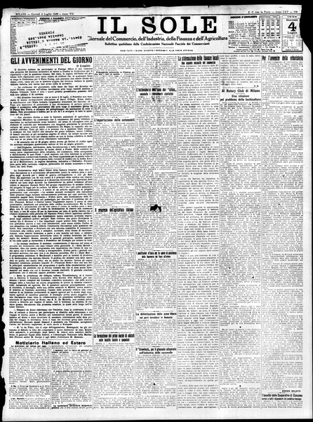 Il sole : giornale commerciale, agricolo, industriale... : organo ufficiale della Camera di commercio e industria di Milano ...