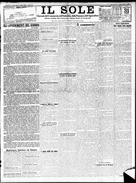 Il sole : giornale commerciale, agricolo, industriale... : organo ufficiale della Camera di commercio e industria di Milano ...