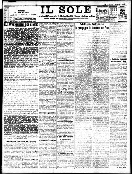 Il sole : giornale commerciale, agricolo, industriale... : organo ufficiale della Camera di commercio e industria di Milano ...