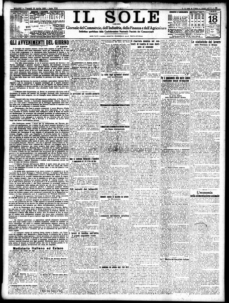 Il sole : giornale commerciale, agricolo, industriale... : organo ufficiale della Camera di commercio e industria di Milano ...