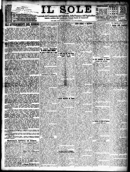 Il sole : giornale commerciale, agricolo, industriale... : organo ufficiale della Camera di commercio e industria di Milano ...