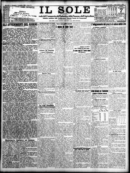 Il sole : giornale commerciale, agricolo, industriale... : organo ufficiale della Camera di commercio e industria di Milano ...
