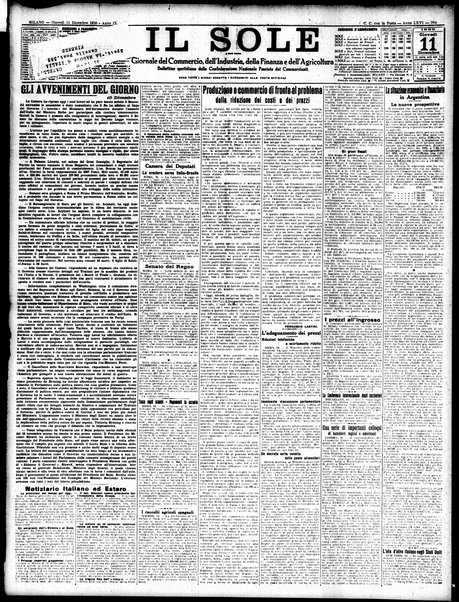 Il sole : giornale commerciale, agricolo, industriale... : organo ufficiale della Camera di commercio e industria di Milano ...