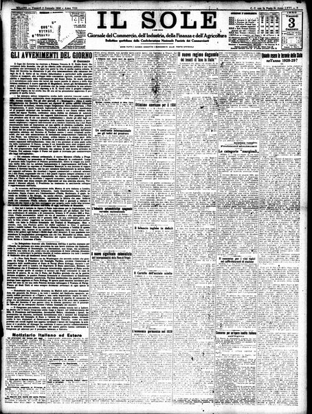 Il sole : giornale commerciale, agricolo, industriale... : organo ufficiale della Camera di commercio e industria di Milano ...