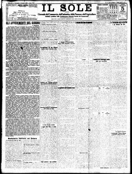 Il sole : giornale commerciale, agricolo, industriale... : organo ufficiale della Camera di commercio e industria di Milano ...