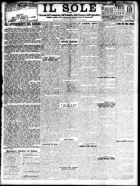 Il sole : giornale commerciale, agricolo, industriale... : organo ufficiale della Camera di commercio e industria di Milano ...