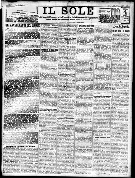 Il sole : giornale commerciale, agricolo, industriale... : organo ufficiale della Camera di commercio e industria di Milano ...
