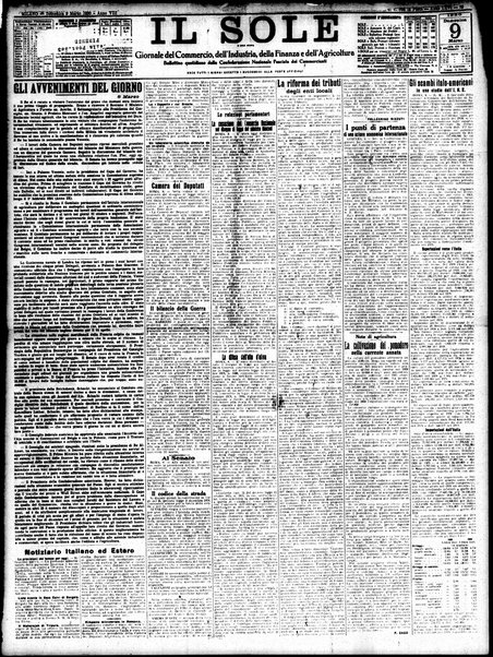 Il sole : giornale commerciale, agricolo, industriale... : organo ufficiale della Camera di commercio e industria di Milano ...