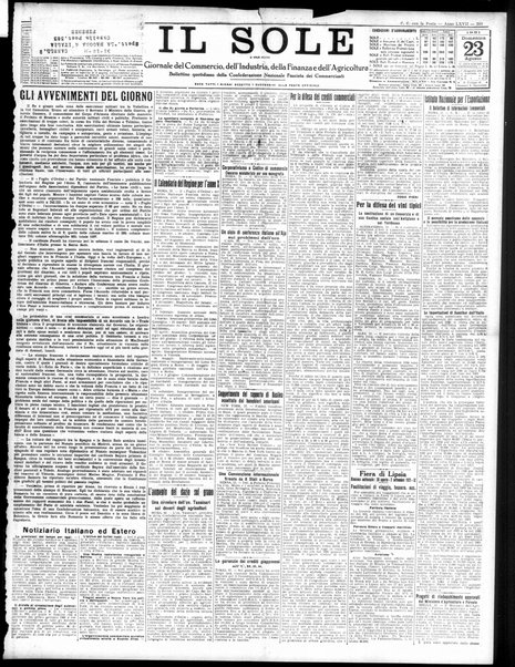 Il sole : giornale commerciale, agricolo, industriale... : organo ufficiale della Camera di commercio e industria di Milano ...