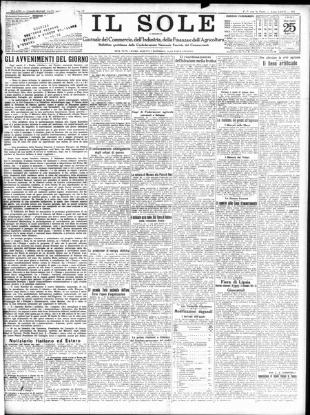 Il sole : giornale commerciale, agricolo, industriale... : organo ufficiale della Camera di commercio e industria di Milano ...